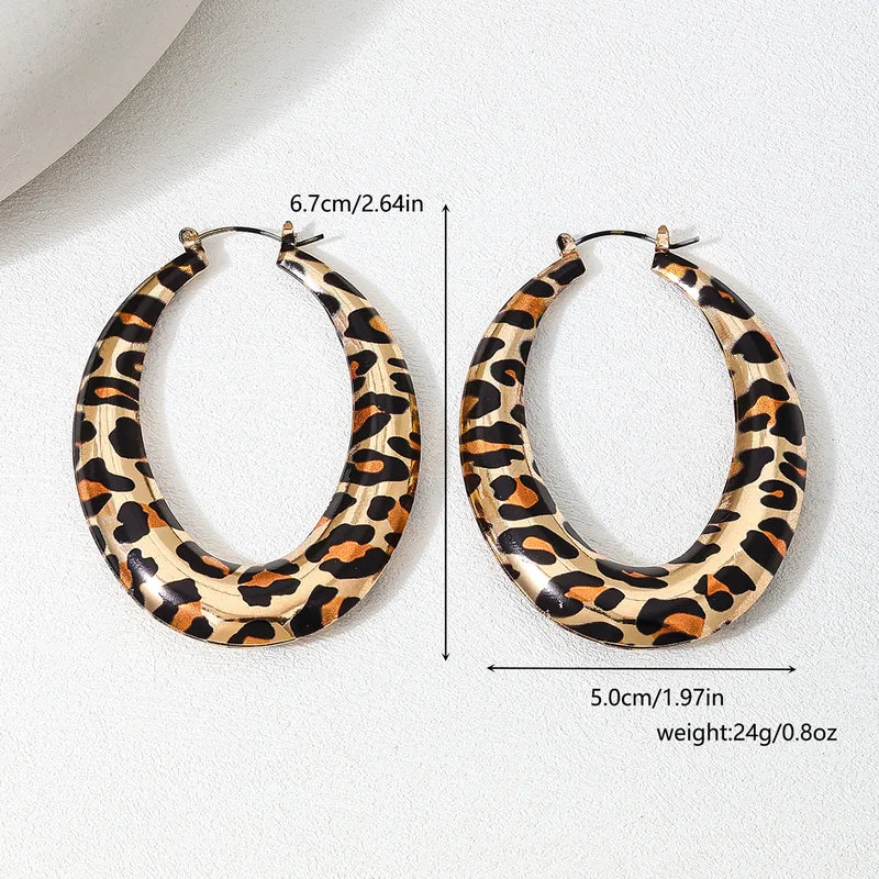 Retro Classic Style Oval Leopard Ferroalloy Earrings