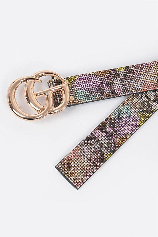 Multi Rhinestone Cg Belt