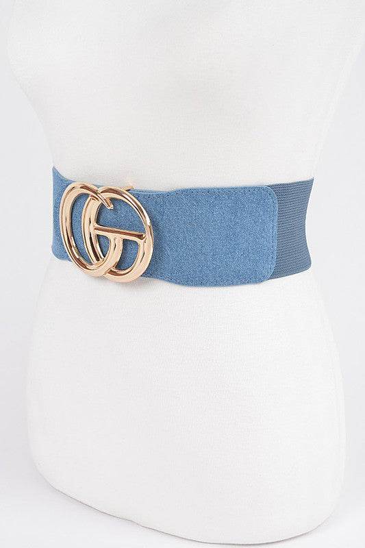 Metal Buckle Denim Elastic Belt