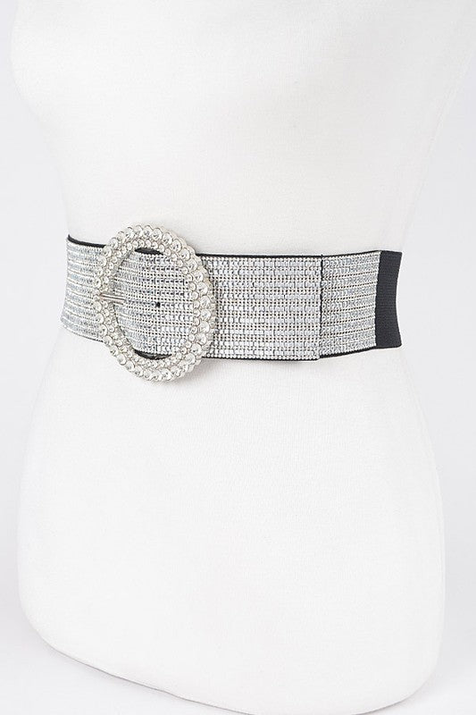 Rhinestone Buckle Elastic Belt