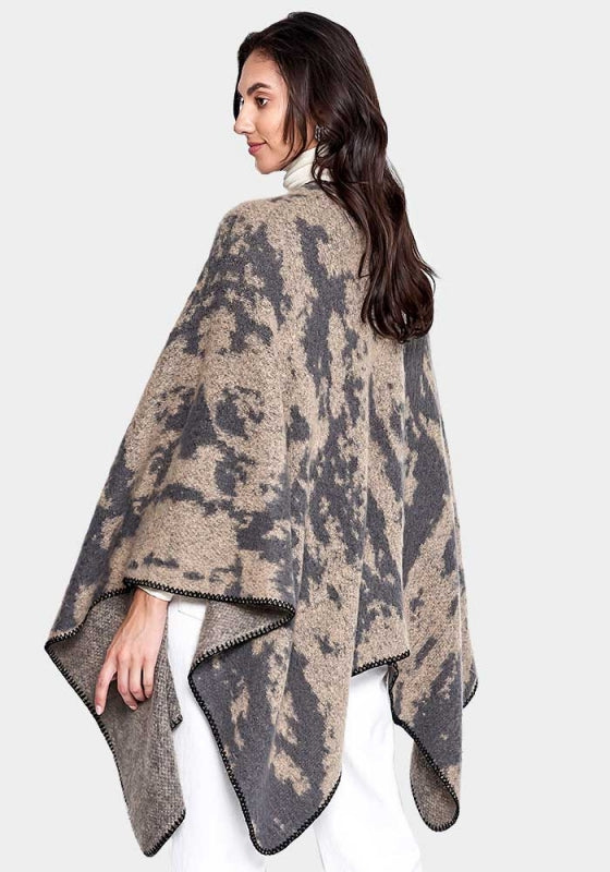 Abstract Watercolor Open Front Kimono Poncho
