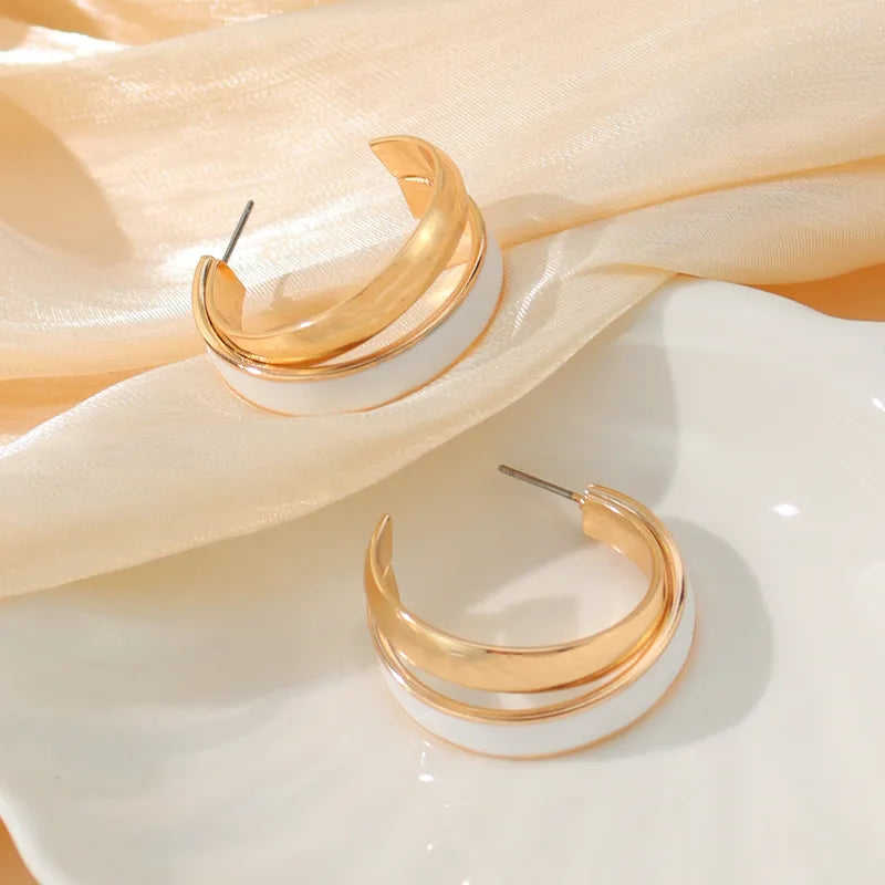 Elegant Lady Geometric Enamel Iron Earrings