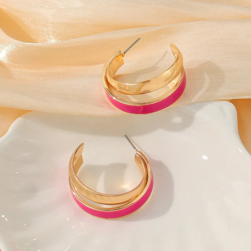 Elegant Lady Geometric Enamel Iron Earrings