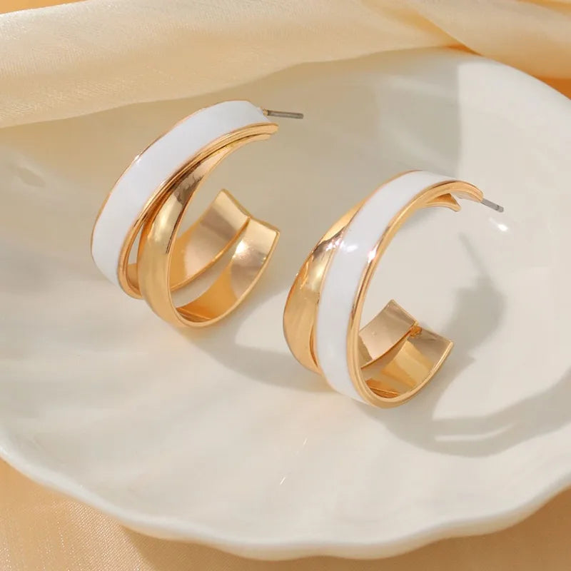 Elegant Lady Geometric Enamel Iron Earrings