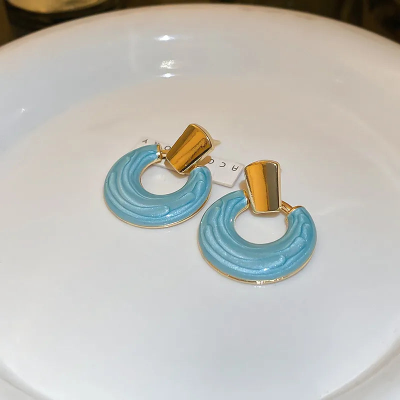 Fashion Geometric Alloy Enamel Women's Ear Studs