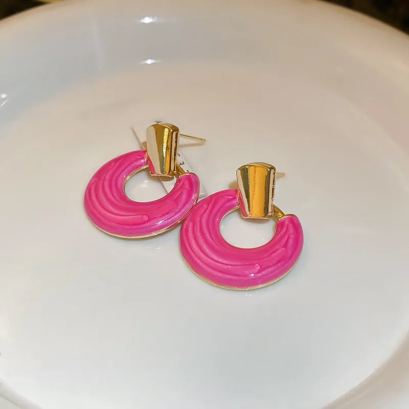 Fashion Geometric Alloy Enamel Women's Ear Studs