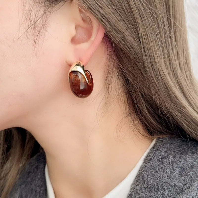 Vintage Style Geometric Resin Copper Alloy Ear Studs