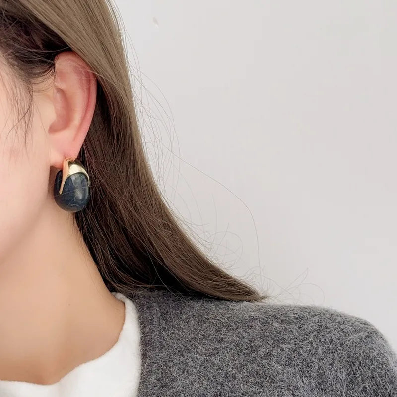 Vintage Style Geometric Resin Copper Alloy Ear Studs