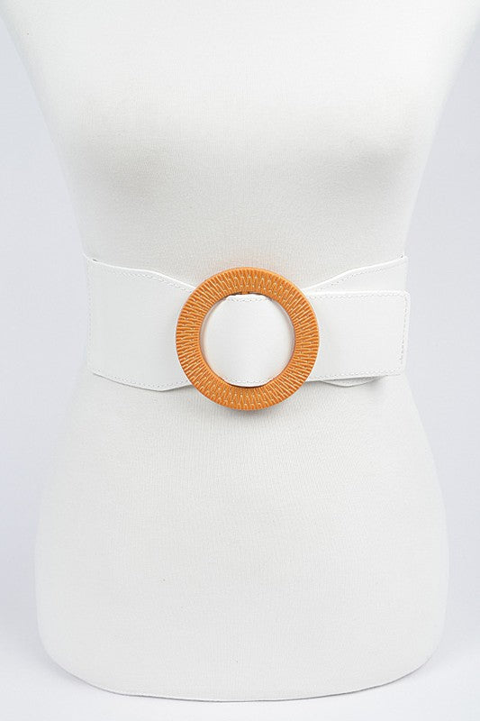 Oversized Round Buckle Elastic Belt