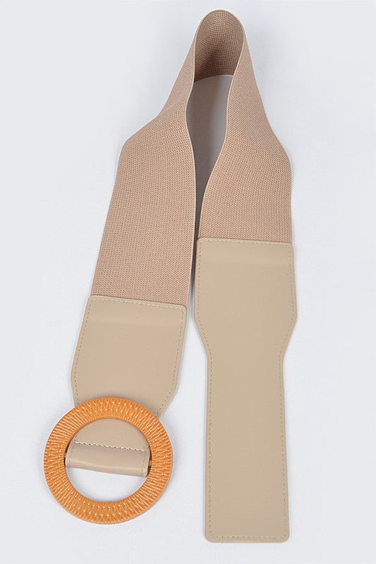 Oversized Round Buckle Elastic Belt