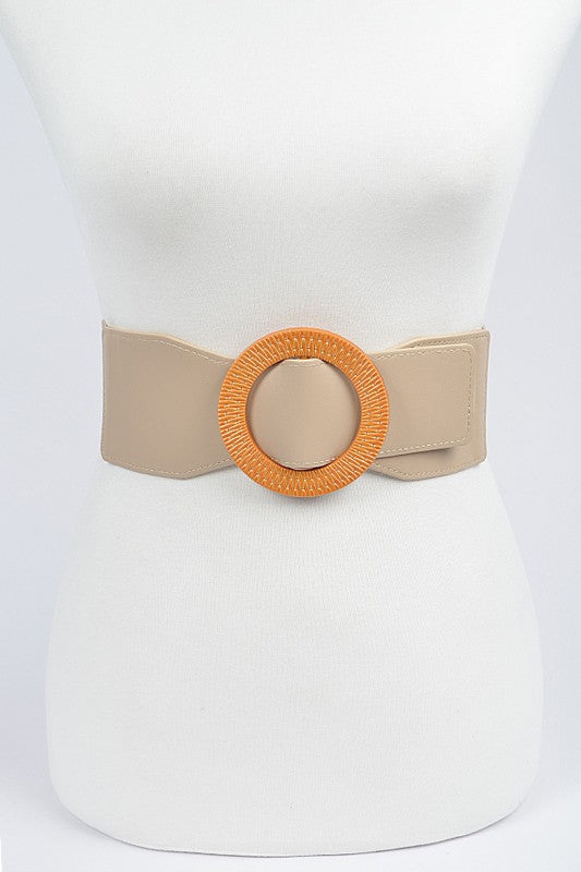 Oversized Round Buckle Elastic Belt
