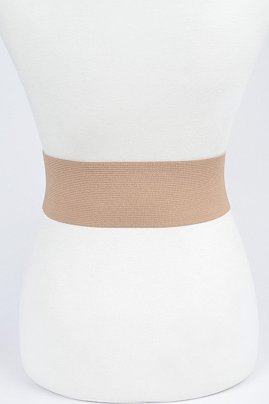 Oversized Round Buckle Elastic Belt