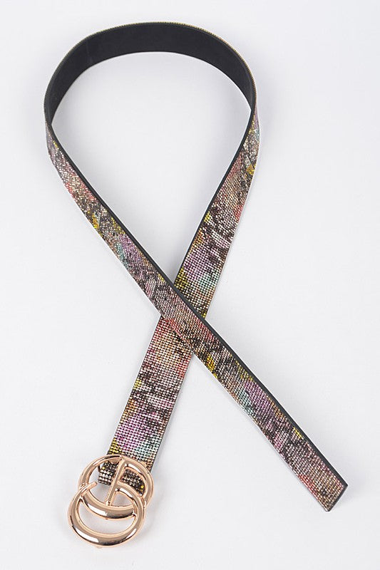 Multi Rhinestone Cg Belt