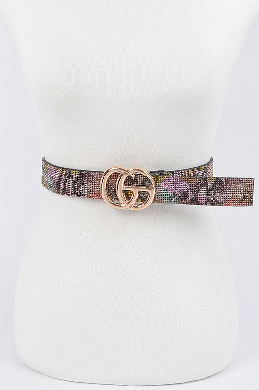 Multi Rhinestone Cg Belt