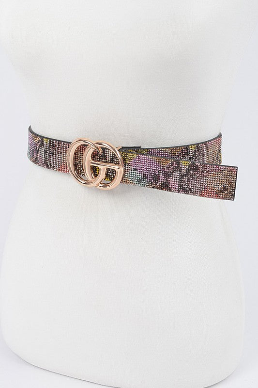 Multi Rhinestone Cg Belt