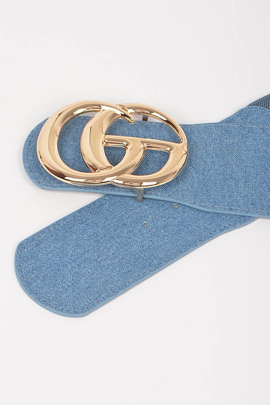 Metal Buckle Denim Elastic Belt