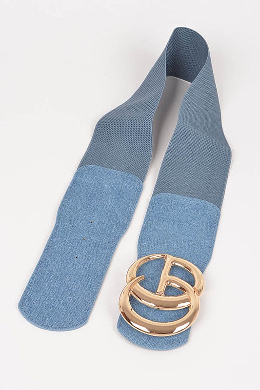 Metal Buckle Denim Elastic Belt