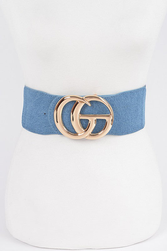 Metal Buckle Denim Elastic Belt