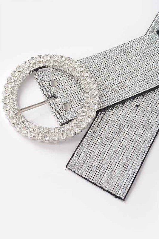 Rhinestone Buckle Elastic Belt