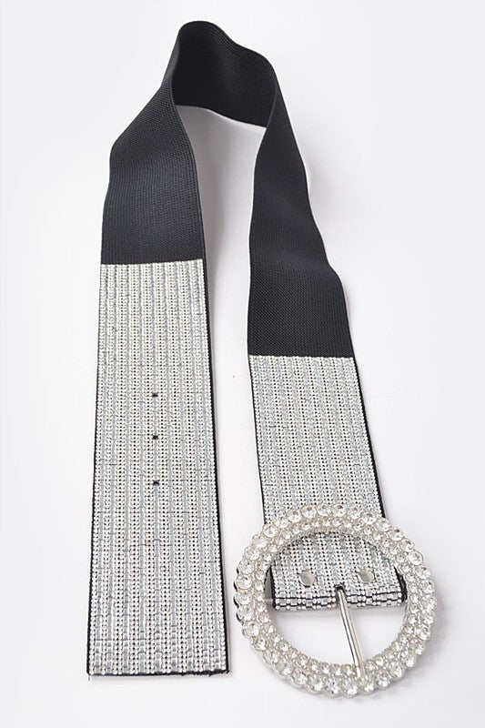 Rhinestone Buckle Elastic Belt