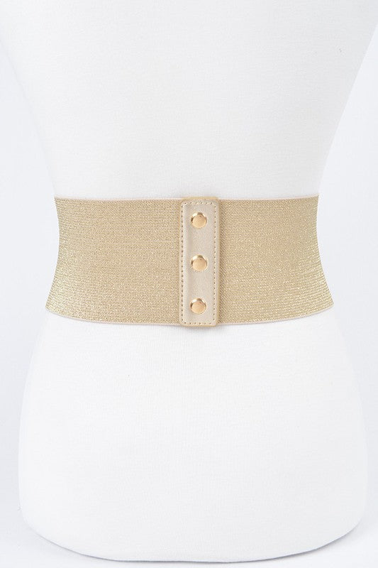 Faux Leather Wide Elastic Belt
