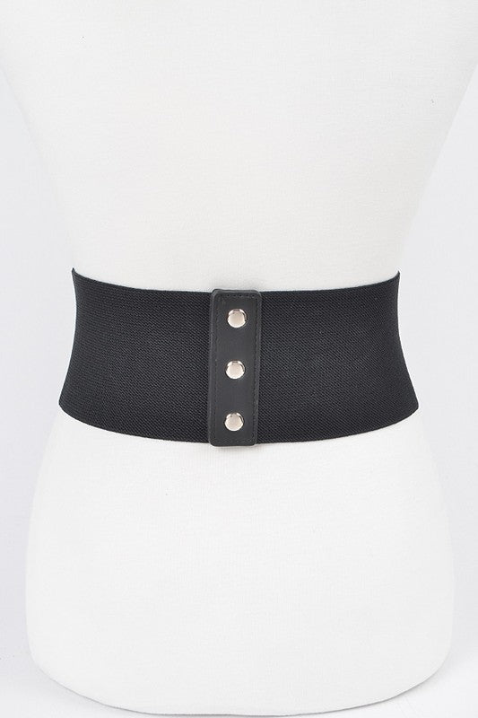 Faux Leather Wide Elastic Belt