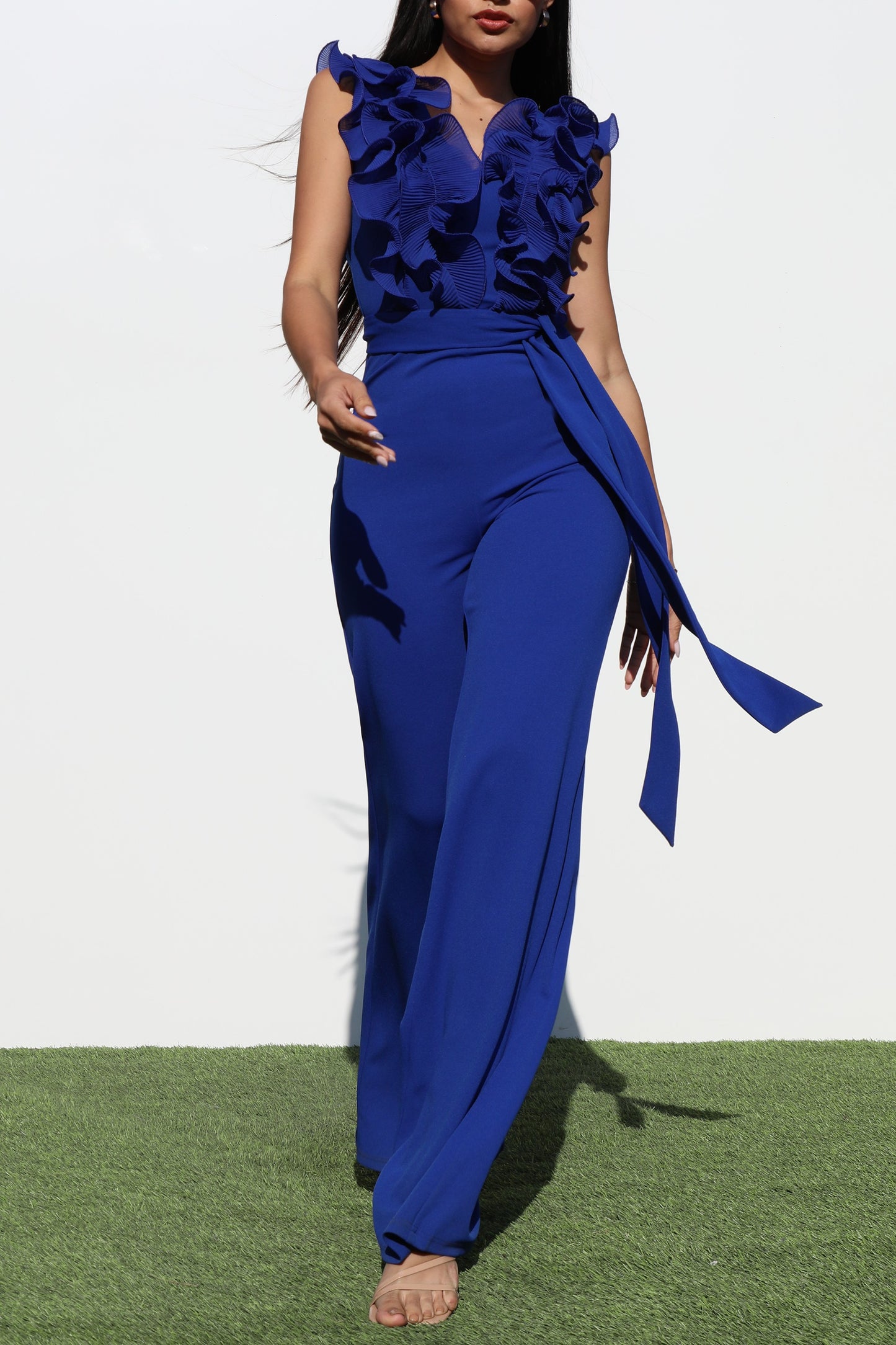 RUFFLED KNIT JUMPSUIT