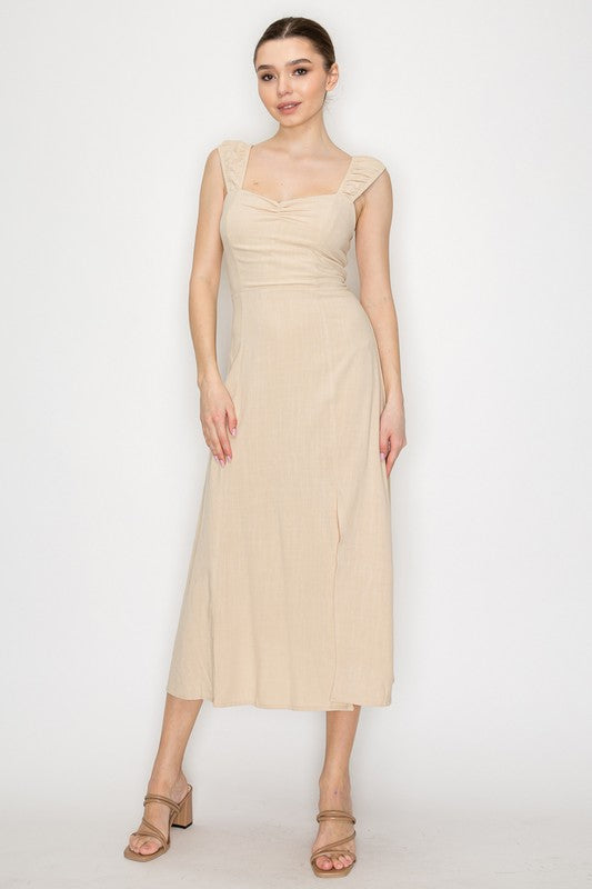 Back Lace-up Slit A-Line Dress