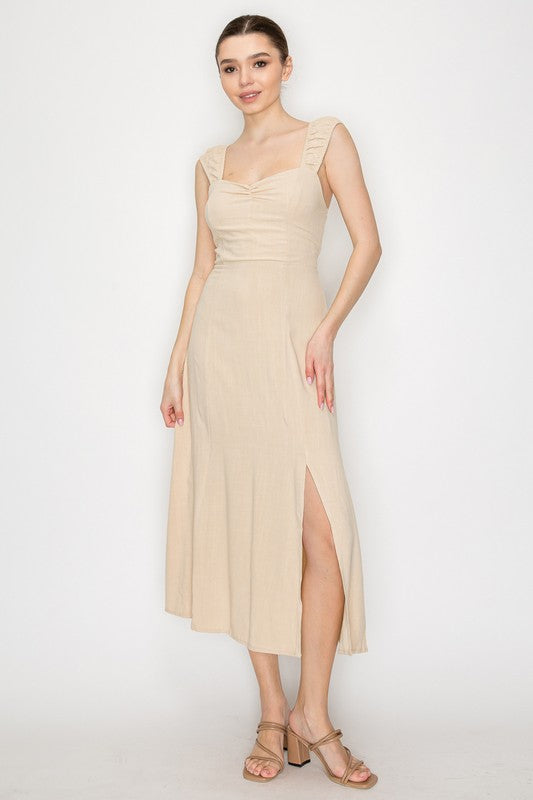 Back Lace-up Slit A-Line Dress