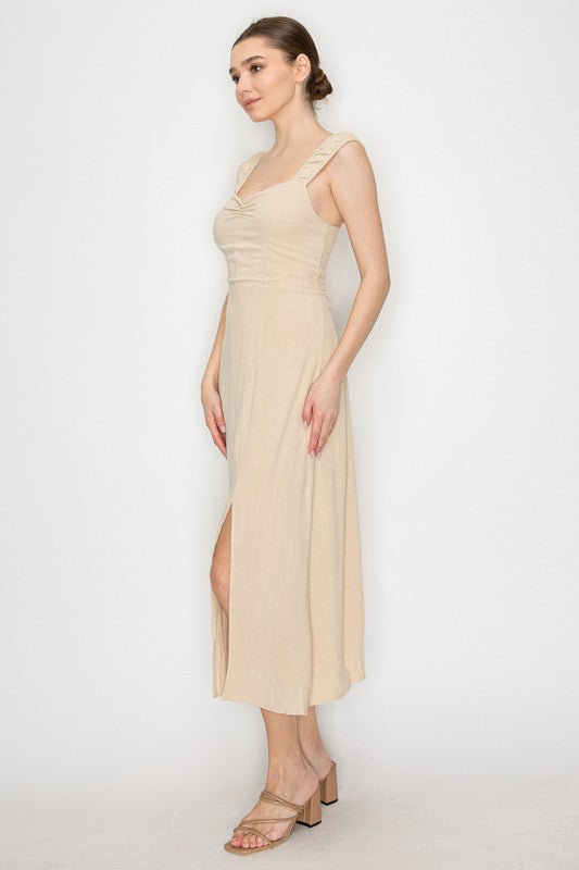 Back Lace-up Slit A-Line Dress