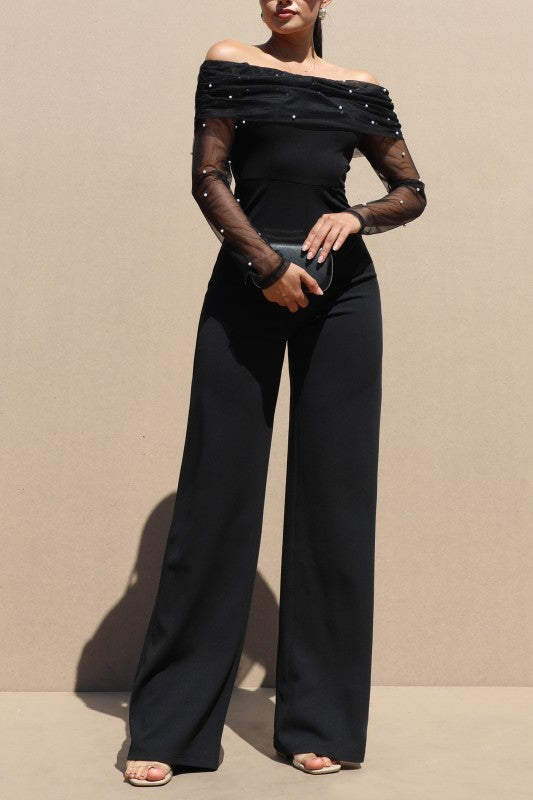 Off Shoulder Knit Jumpsuit