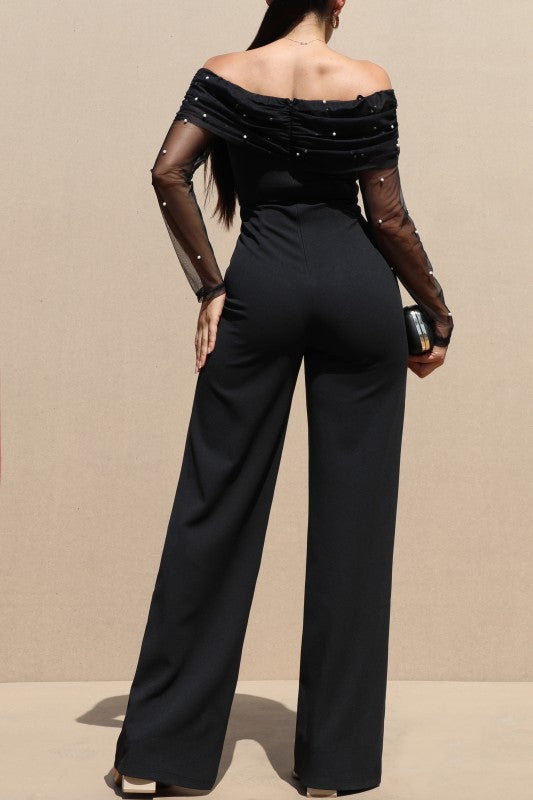 Off Shoulder Knit Jumpsuit