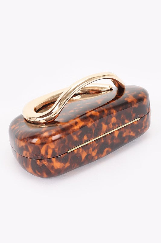 Metal Handle Satin Clutch