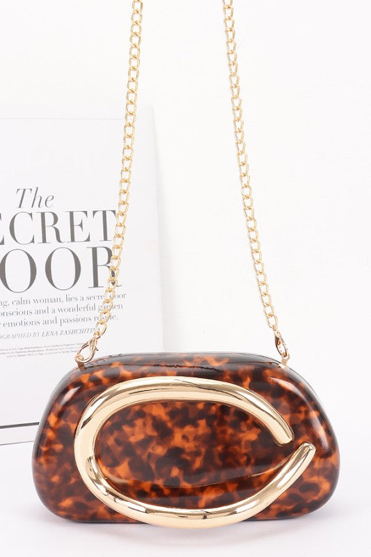 Metal Handle Satin Clutch