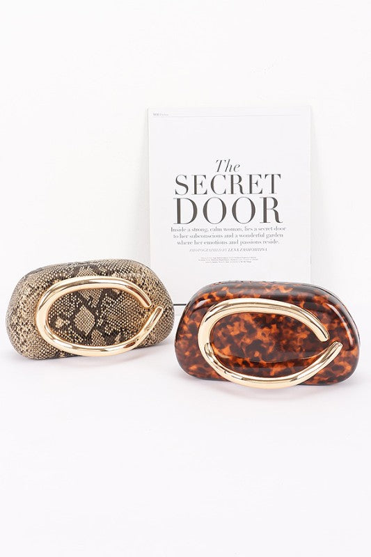 Metal Handle Satin Clutch