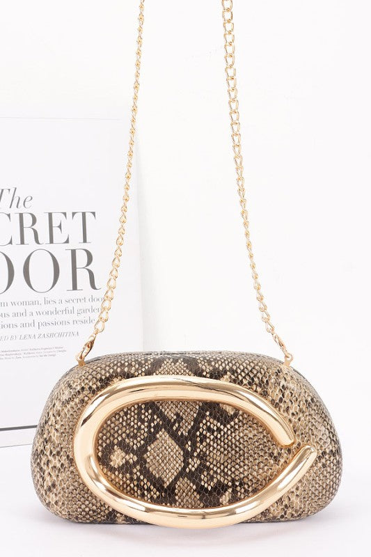 Metal Handle Satin Clutch