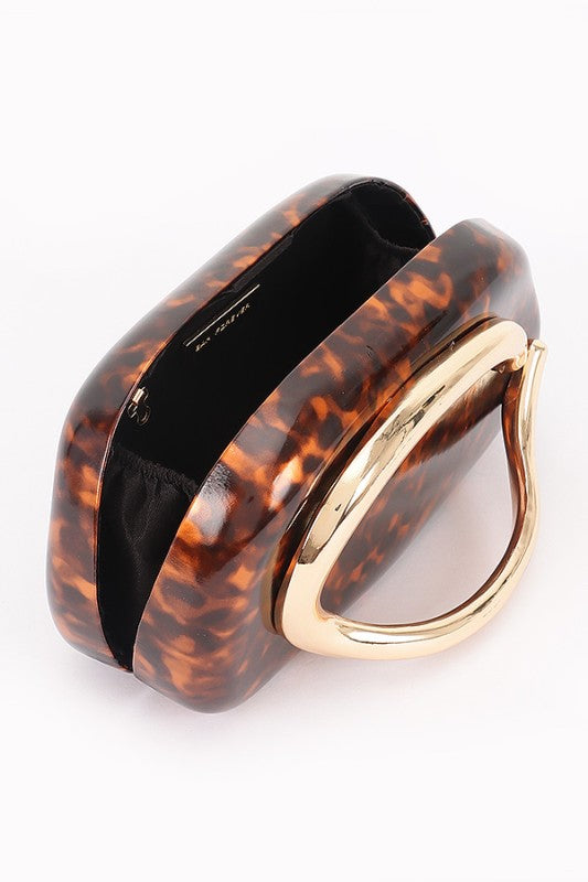 Metal Handle Satin Clutch
