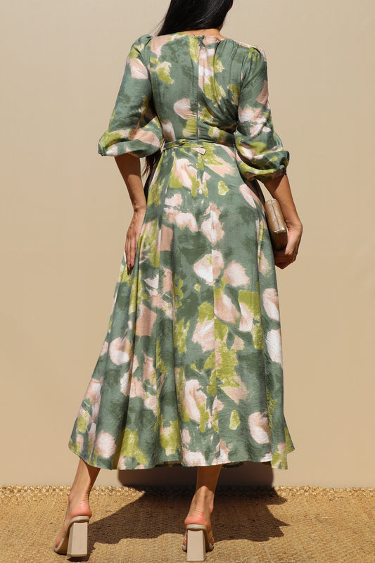 Printed Square Neck Midi Dresses