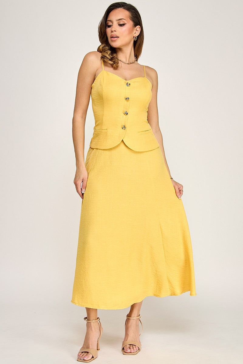 Faux Midi Dress Button Detail Dress