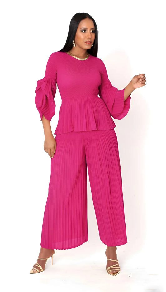 Ruched Sleeve Pleated Pantset