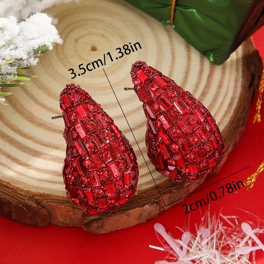 Rhinestone Water Drop Comma Stud Earrings Earrings