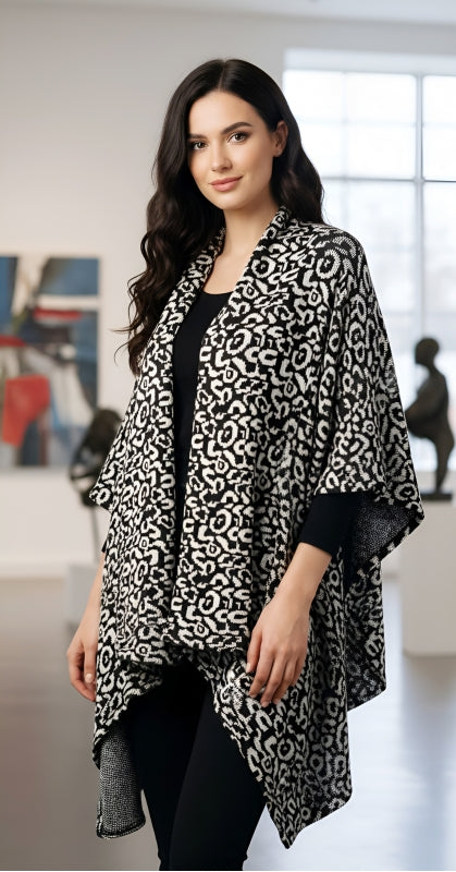 Leopard Long Woven Vest Black Ivory