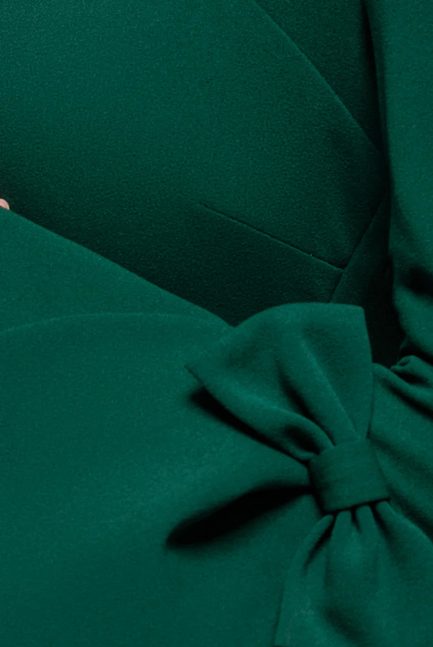 Petal Bow Sleeve Frill Midi Dress