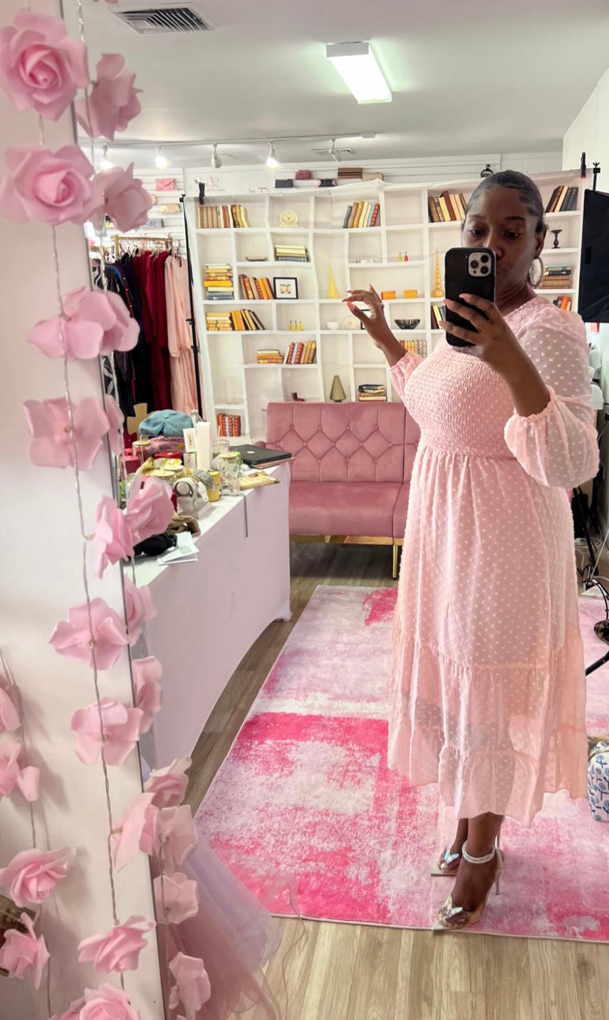 Swiss Dot Ruched Hem Ruffle Dress