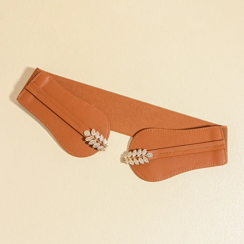 Classic Style Leaf Solid Pu Leather Belt