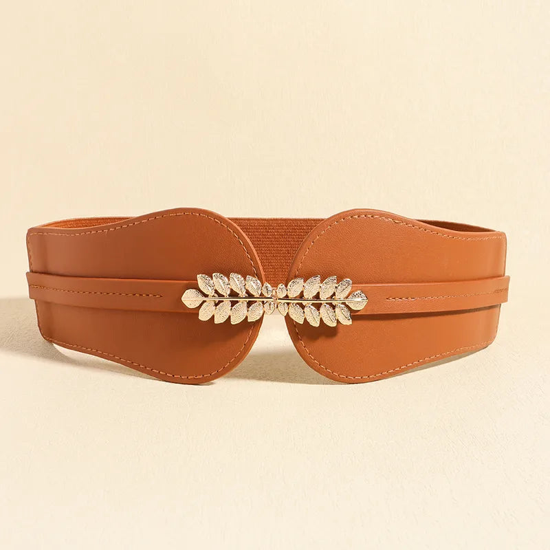 Classic Style Leaf Solid Pu Leather Belt
