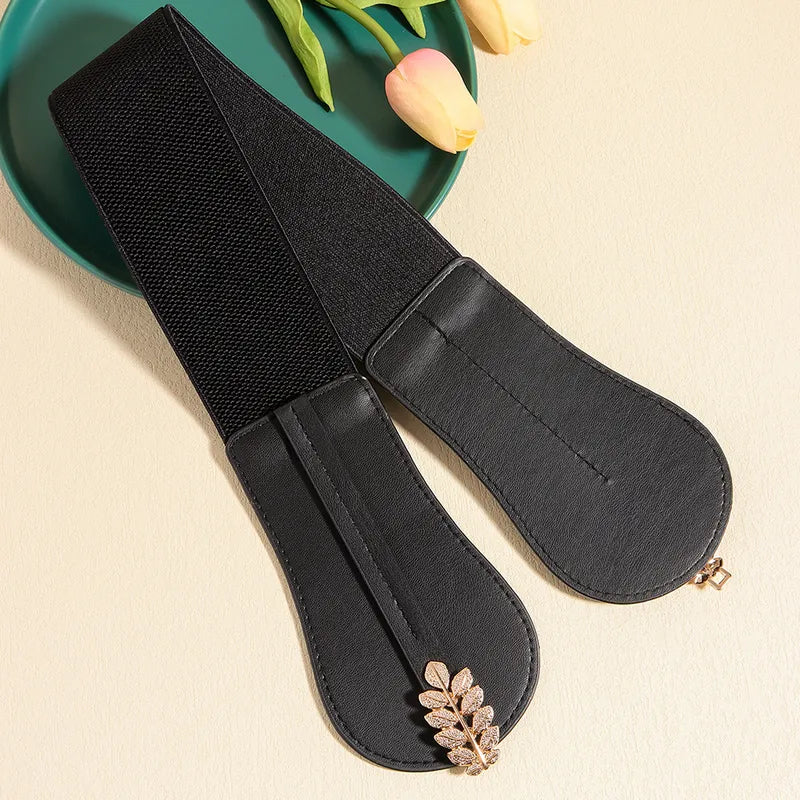 Classic Style Leaf Solid Pu Leather Belt