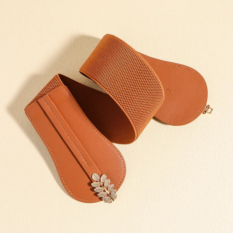 Classic Style Leaf Solid Pu Leather Belt