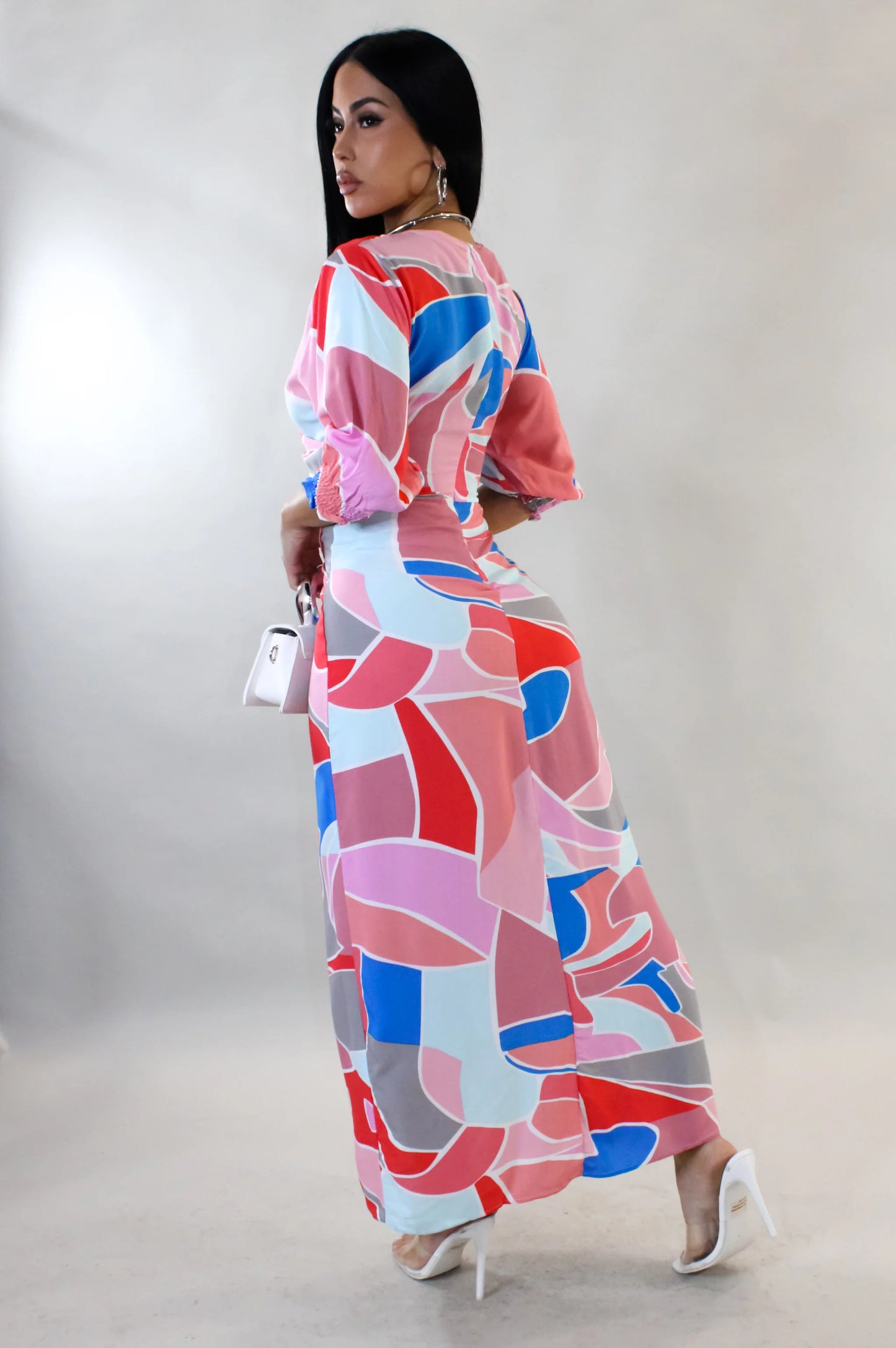 Floral Print Front Slit Dress