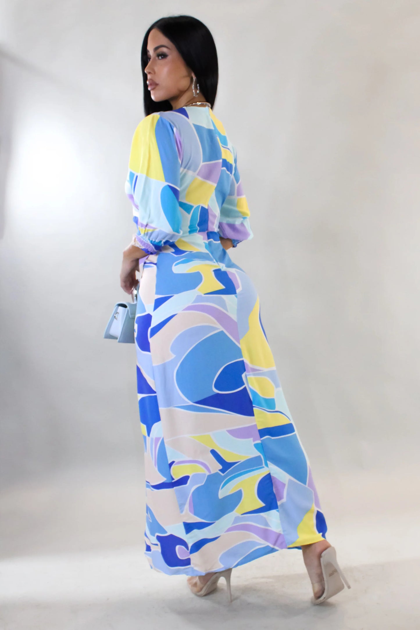 Floral Print Front Slit Dress